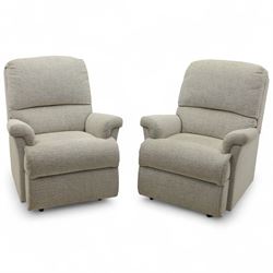 Sherborne - Pair of armchairs, in grey chenille-effect upholstery with fixed cushions and ...