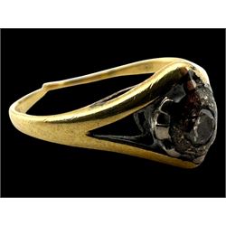 18ct gold stone set ring, together with a 9ct gold signet ring with split band
