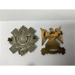 Fifteen Scottish Glengarry and other metal military badges including Argyll & Sutherland, Royal Glasgow Yeomanry, Cameronians, Lanarkshire Yeomanry, Kings Scottish Own Borderers, Highland Light Infantry, Border Regiment, Lowland Regiment, Lothians & Border Horse Yeomanry, Ayrshire Earl of Carricks Own Yeomanry etc