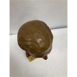 Cromwell Helmet plaster mannequin bust depicting 'Safe with a Cromwell Helmet' motto on yellow ground