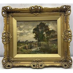 William Greaves (British 1852-1938): 'The Old Lock', oil on board signed, indistinctly inscribed and dated 1926 verso 24cm x 29cm