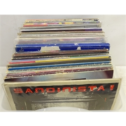  Collection of vinyl LP's including The Clash Sandinista, John Bon Jovi, various Abba, Dire Straits in one box  