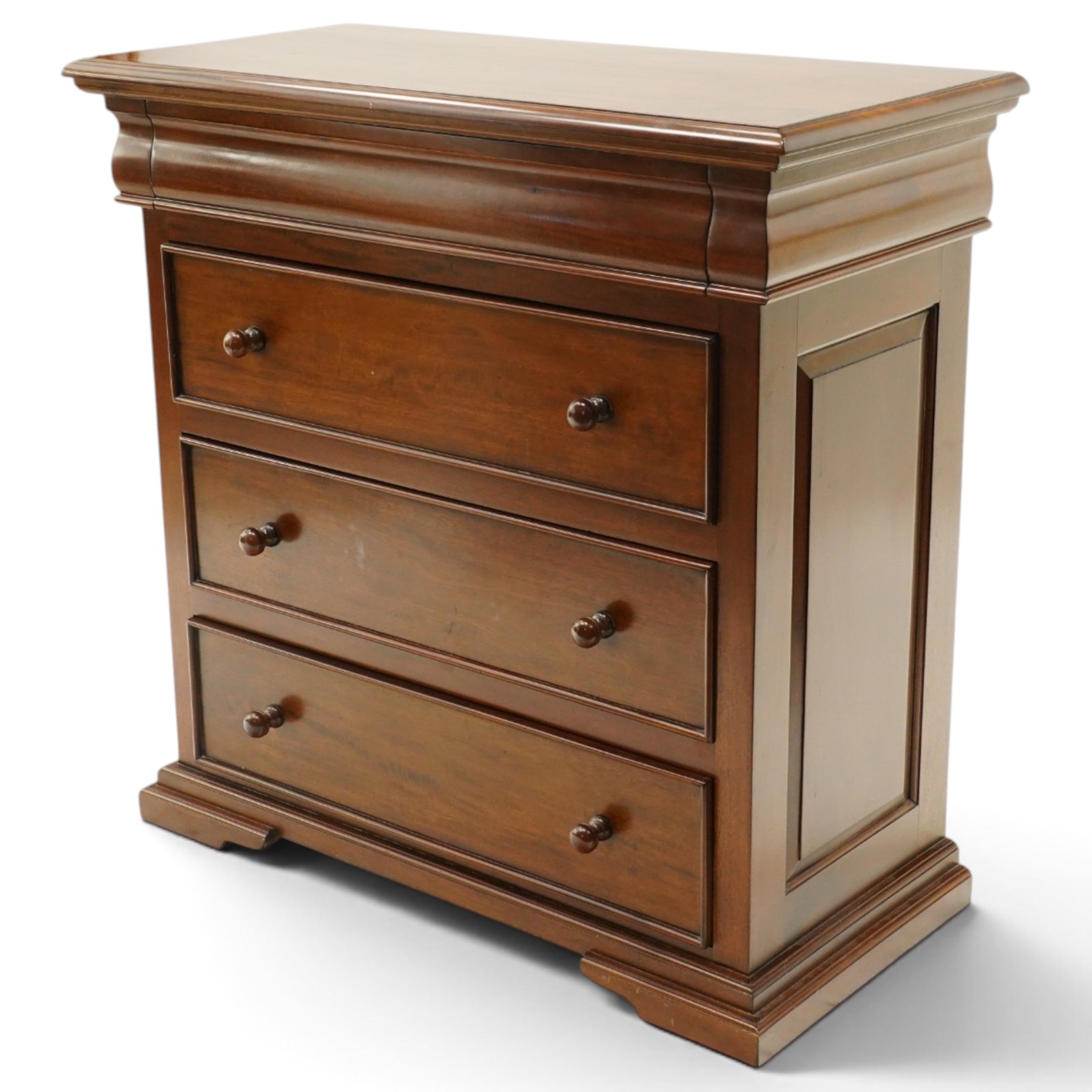Barker & Stonehouse - 'Grosvenor' contemporary hardwood chest, rectangular top over shaped cushion drawer and three long cock-beaded drawers, on shaped bracket feet