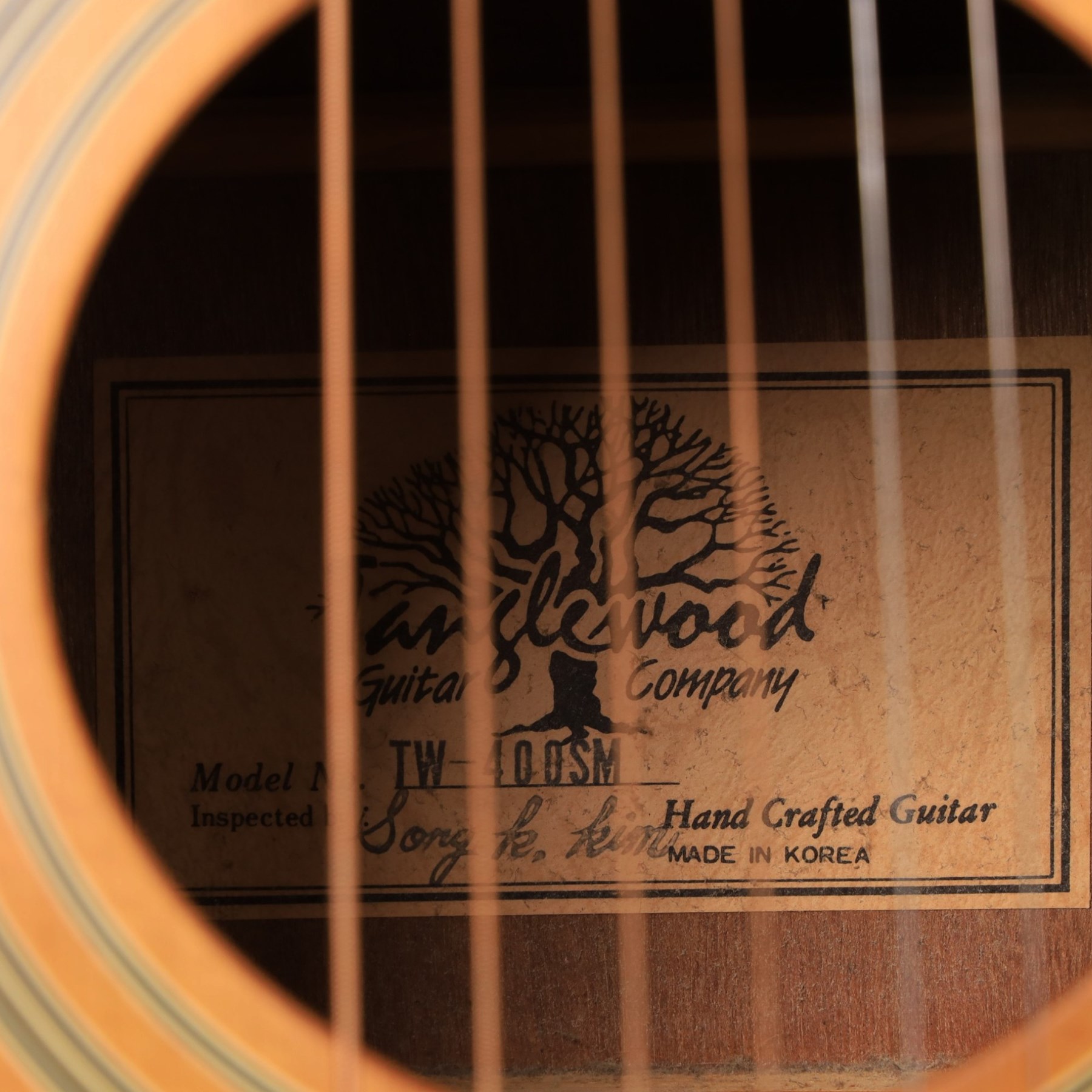 Tanglewood TW-400SM acoustic guitar, made in Korea, L105cm