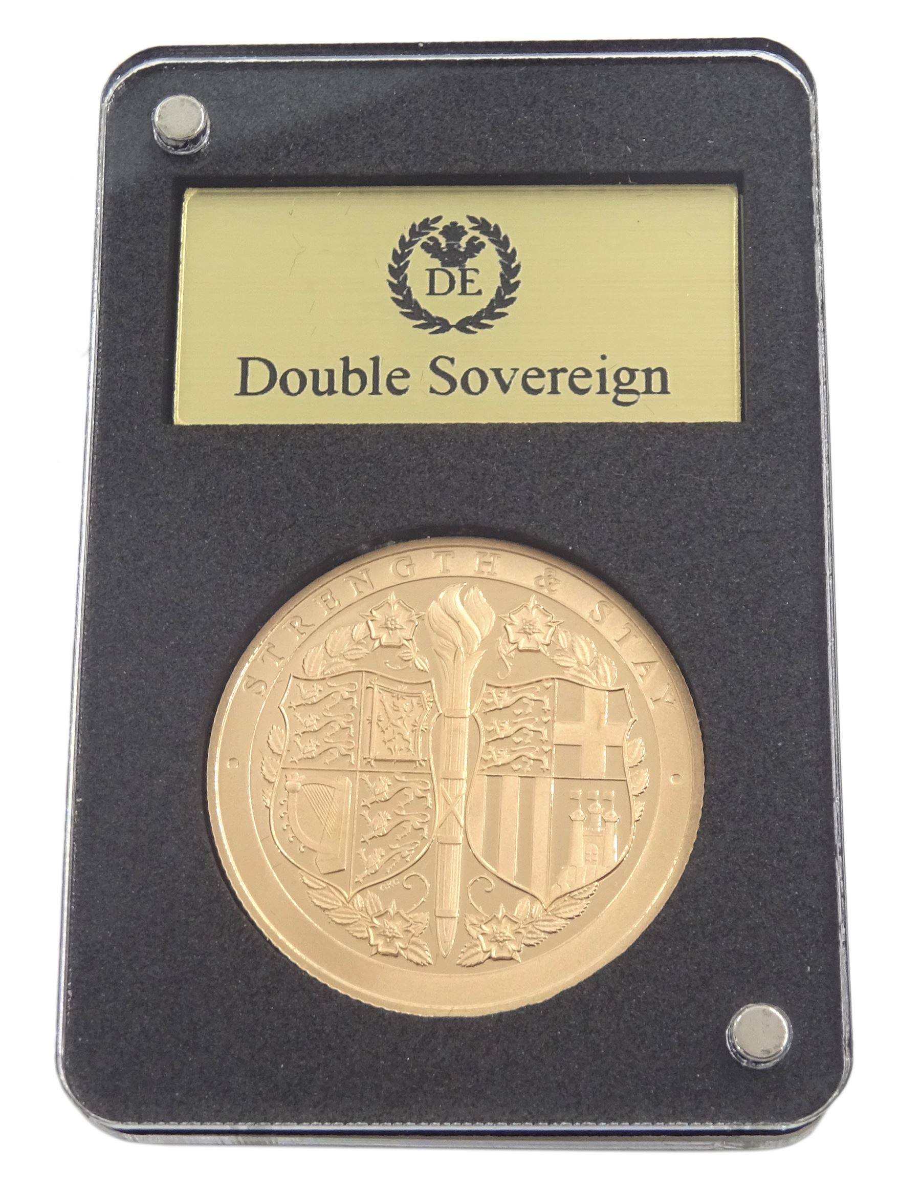 Queen Elizabeth II Gibraltar 2021 'Strength & Stay' gold double sovereign coin, cased with certificate