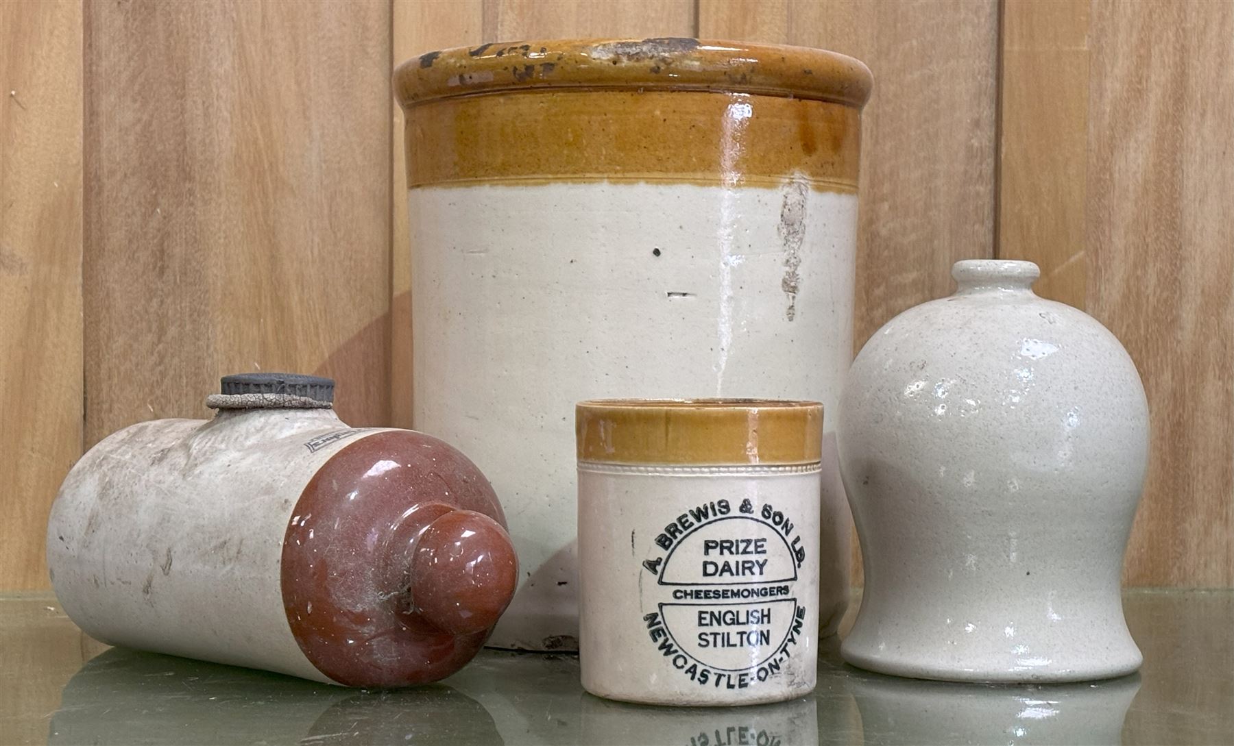 Group of four 19th century stoneware items, largest H27cm - COLLECTION BY APPOINTMENT FROM: The White House, Thirsk Road, Easingwold, York, YO61 3NF - CALL 01723 507111 TO ARRANGE