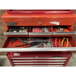 Britool, Halfords and Stack-on red tool chests with contents