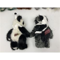 Six Charlie Bears, comprising Nutmeg CB621329, designed by Isabelle Lee, Toadstool CB195166, Pom Pom CB175154B, Whoooo CB195220O, Bandage CB215274O, and Bearwolf CB215275O, all with tags 