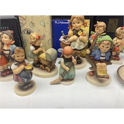 Ten Goebel Hummel figures, to include Morning Stroll, Apple Tree Girl, I brought you a gift, etc together with Enesco Mabel Lucie Atwell figure, ten with original boxes 
