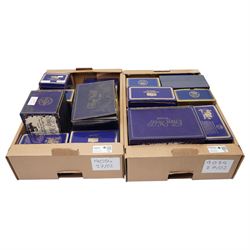 Large collection of boxed Thomas Webb crystal examples, mostly drinking vessels, in variou...