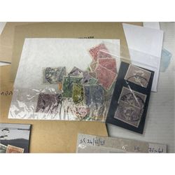 Great British and World stamps, including halfpenny bantams, Malta, Bermuda, Falkland Islands, Sarawak, Malaya, Ireland etc, on pages and loose, in one box