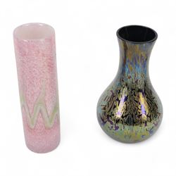 Royal Brierley iridescent glass vase of tapering form, together with another Royal Brierley vase, Alum Bay vase and other iridescent glass items 
