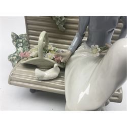 Lladro figure, Sunday in the Park, modelled as a woman on a park bench under a tree, sculpted by Antonio Ramos, with original box, no 5365, year issued 1986, year retired 1996, H22cm