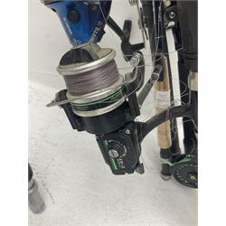 Large collection of part fishing rods and reels, maker's including Silstar, Dynabraid and Madfish, etc 