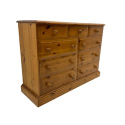 Solid pine nine drawer chest