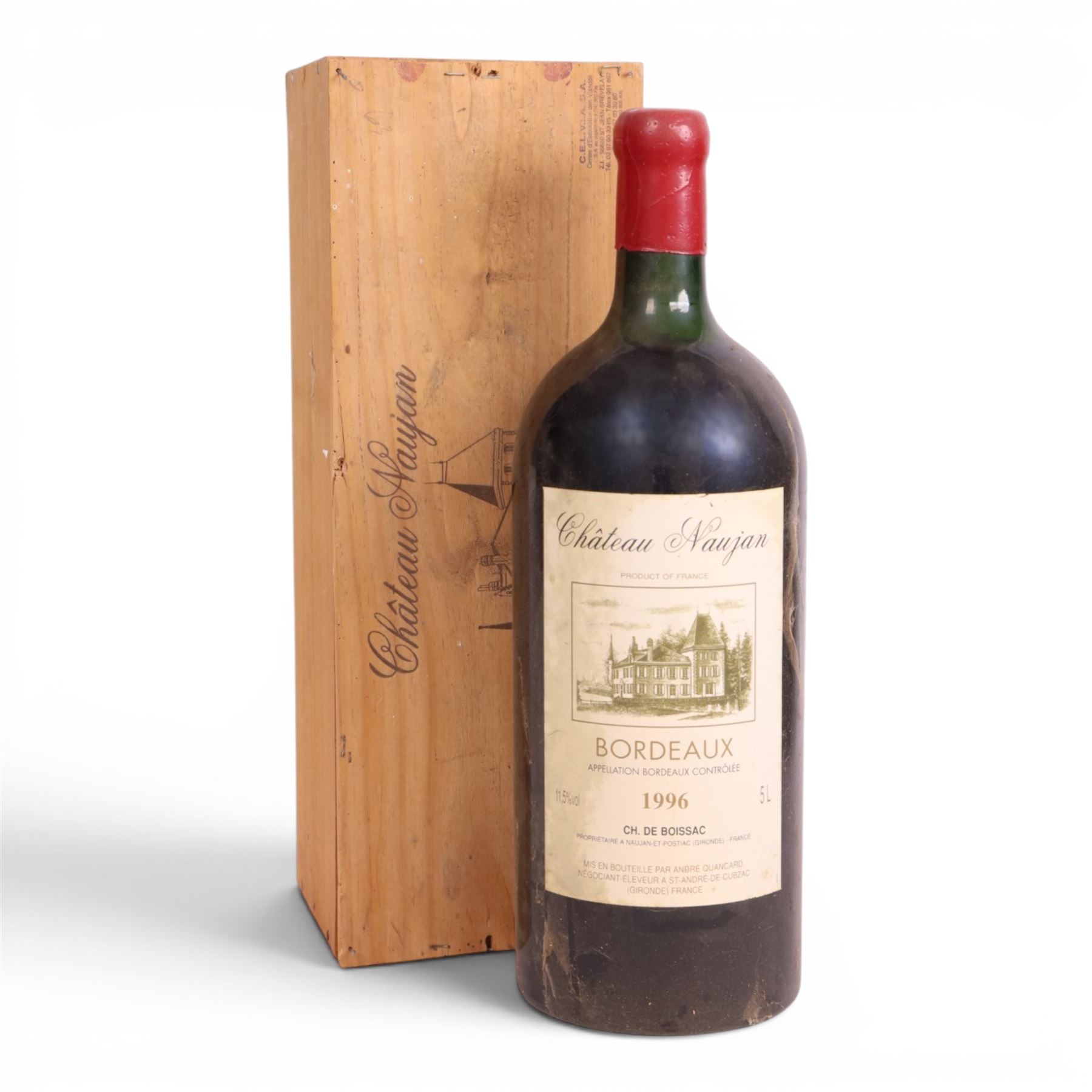 Chateaux Naujan 1996 Bordeaux Jeroboam, 5l 11.5% vol, in box 
