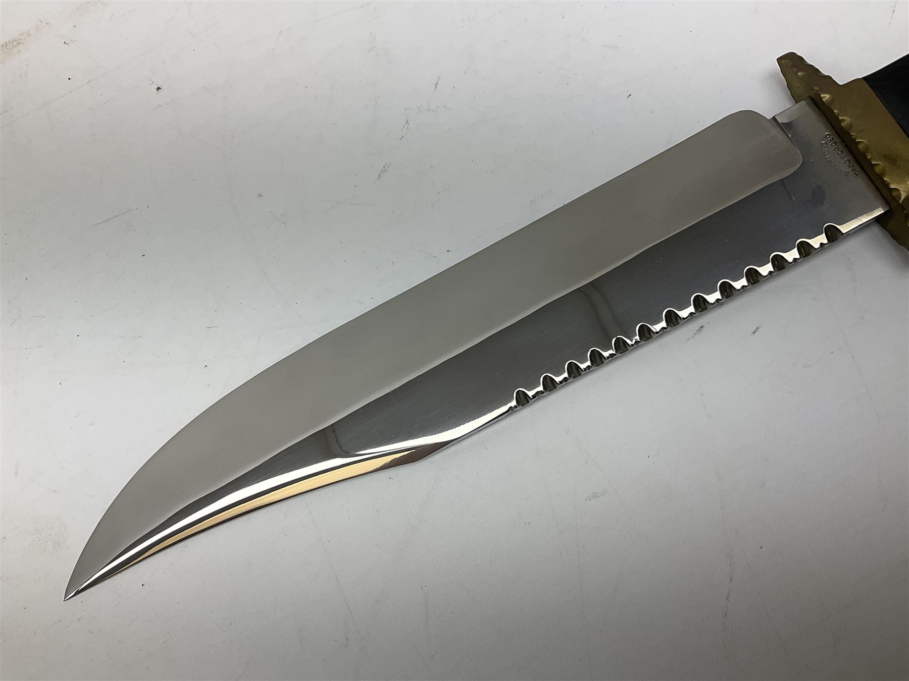 Large Bowie knife the 26.5cm steel blade marked J.E. Middleton & Sons