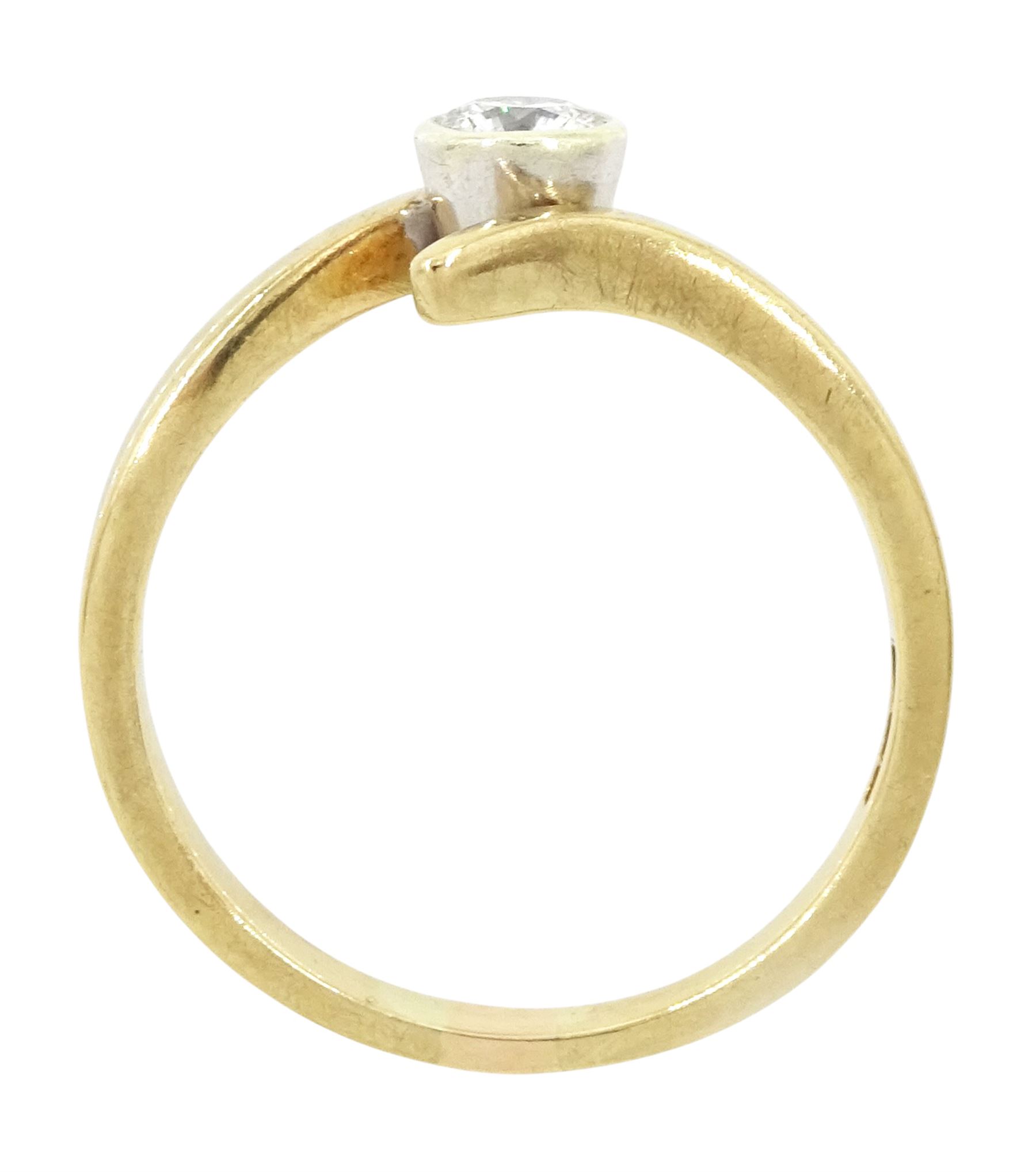 9ct gold diamond ring, single round brilliant cut diamond of approx 0.25 carat, in a crossover setting, hallmarked