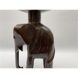 Carved wooden African elephant stand, H38.5cm