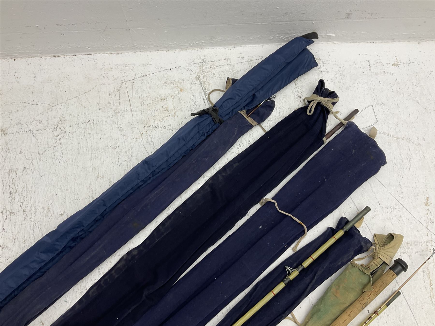 Four Hardy fishing rods, to include Victor and Fibalite Spinning rod, together with four other fishing rods
 