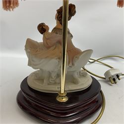 Capodimonte figural table lamp modeled as a woman and baby, signed B.Merli, with a tasseled shade, H59cm