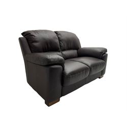 Rogers of York - pair two seat sofas, upholstered in soft brown leather