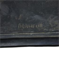 After Isidore Jules Bonheur (1827-1901), bronze figure of a jockey on horseback, upon a rectangular base, signed Bonheur, H88cm