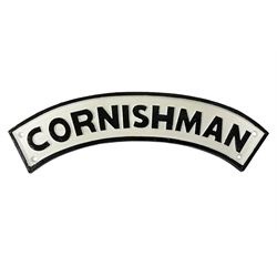 Arched cast iron Cornishman sign, L48cm THIS LOT IS TO BE COLLECTED BY APPOINTMENT FROM DUGGLEBY STORAGE, GREAT HILL, EASTFIELD, SCARBOROUGH, YO11 3TX