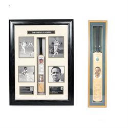 Limited edition signed Sir Garfield Sobers Career Record cricket bat limited edition no. 1...
