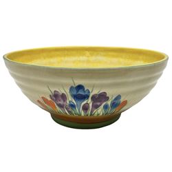 20th century Clarice Cliff Bizarre Crocus pattern bowl, printed marks beneath, D22cm