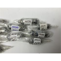 Collection of Mazda thermionic radio valves/vacuum tubes, including EH90, U26, PCF84, U26 approximately 55