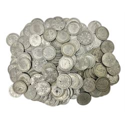Approximately 1610 grams of Great British pre-1947 silver coins including florins etc