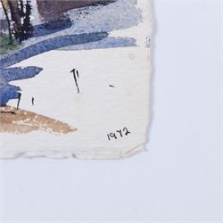 Angus Bernard Rands (British 1922-1985): Winter Scenes, set of four watercolours signed with initials, one dated 1972, max 15cm x 21cm; together with a collection of memorabilia, including a letter and various Christmas cards (unframed)