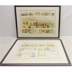  'A Seaside Romance' and 'On the Rocks, Behind the Rocks, On the Spa..', two 19th century lithographs hand coloured from the Illustrated London News 36.5cm x 51.5cm (2)  