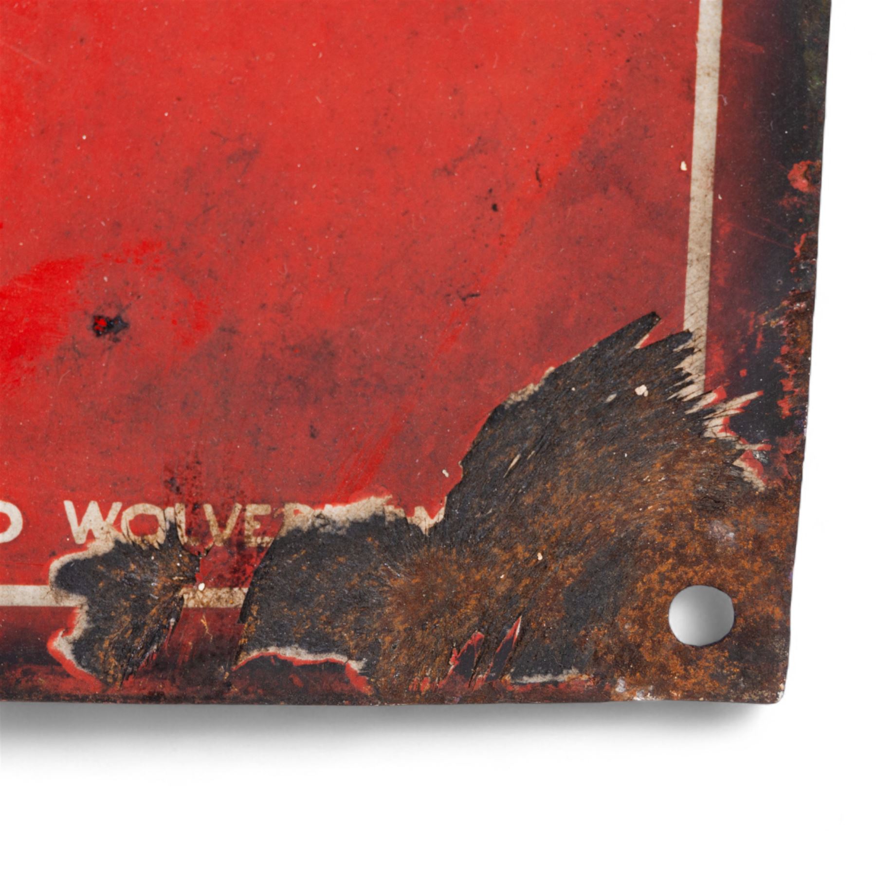 Grand Opera House Scarborough enamel sign, rectangular sign with white lettering and border on a red ground, H31cm, W107cm