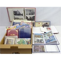  Large collection of late 20th century, mostly Great British postcards in twelve albums and loose including Scarborough and a small album of early 20th century postcards, in one box  