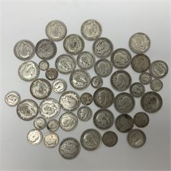 Approximately 440 grams of Great British pre 1920 silver coins, including various King George V halfcrowns etc