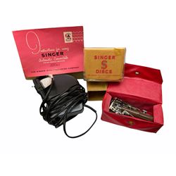 Singer automatic convertible swing needle 320k2 model sewing machine, cased, with instruction booklet. 