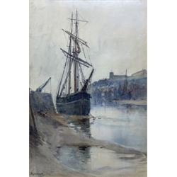 Frank Rousse (British fl.1897-1917): Shipping in Whitby Harbour, watercolour signed 53cm x 36cm