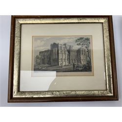 Reproduction print of Kew Gardens London news 1852, three 19th Century engravings of rievaulx abbey, kirkstall abbey and 'visit of the poor relations, three engravings of Walmgate bar, Micklegate bar and Bootham Bar, York (7)