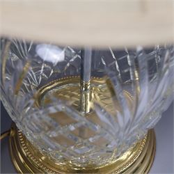 Waterford crystal table lamp, upon a circular gilt metal base, with shade H52cm
