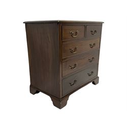 Small Georgian style mahogany chest, moulded rectangular top over two short and three graduating drawers, on bracket feet