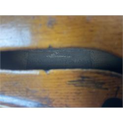 Late 19th century French trade violin with 35.5cm one-piece maple back and ribs and spruce top L59cm overall; in carrying case with bow