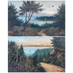 English School (19th/20th century): Coastal Landscape, pair oils on card indistinctly signed and dated 1904, 14cm x 22cm (2)