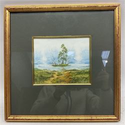 John Ridgewell (British 1937-2004): Path to the Lakeside, oil on card signed 14cm x 18dm 