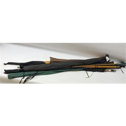 Quantity of fly and sea fishing rods and accessories, to include Shakespeare Boat 210 rod, Daiwa rod and others, and Guang Zhao FLD9000 course fishing reel, Beachmaster 7000FD, Rimfly II amd Penn Super Mariner, tackle etc