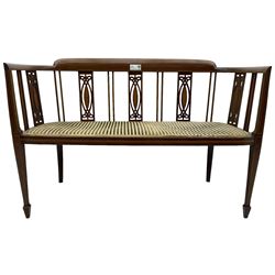 Edwardian inlaid mahogany two-seat salon