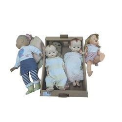 1950s and later dolls, including two Pedigree baby dolls and a vintage teddy bear