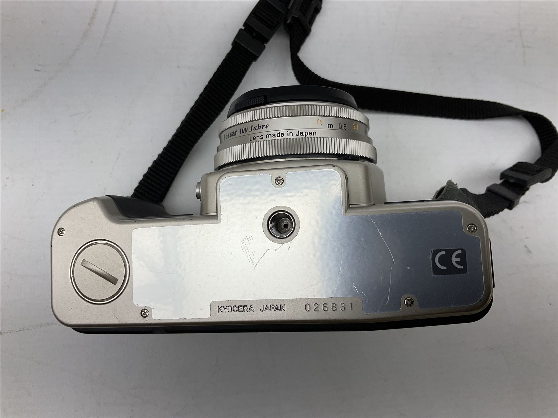 Contax Aria 70 Years model 35mm SLR film camera body, with 'Carl Zeiss Tessar 2,8/45 8839492' lens