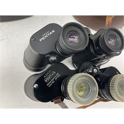 Six cased pairs of Pentax binoculars, comprising 10x50 Field, no. 604, Asahi 7x50, Asahi 10x50, Asahi 8x40, Asahi 16x50,  Asahi 10x50 No. 62611